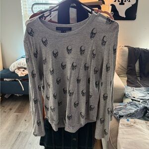 Skull Cashmere Gray Boxy Long Sleeve